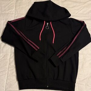 Black Hoodie with Pink Accents